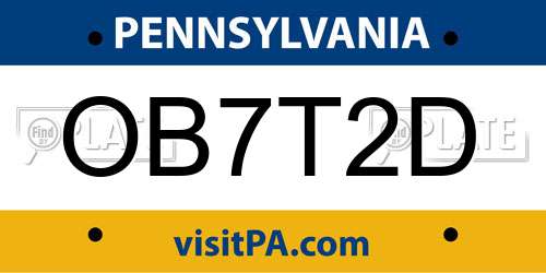 OB7T2D Pennsylvania License Plate