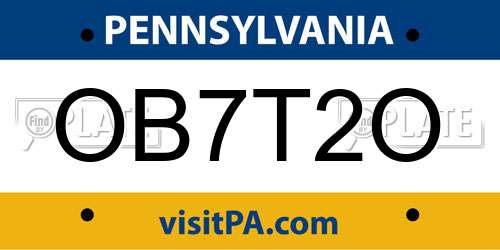 OB7T2O Pennsylvania License Plate