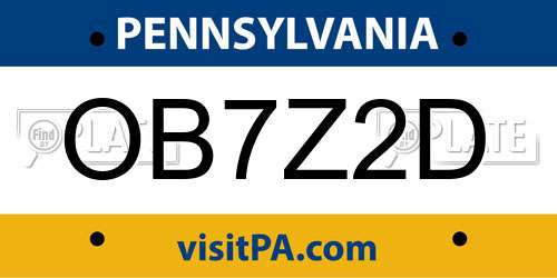 OB7Z2D Pennsylvania License Plate