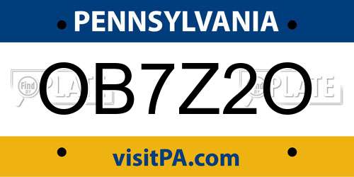 OB7Z2O Pennsylvania License Plate