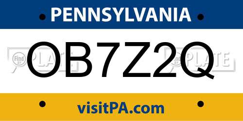 OB7Z2Q Pennsylvania License Plate