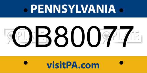 OB80077 Pennsylvania License Plate