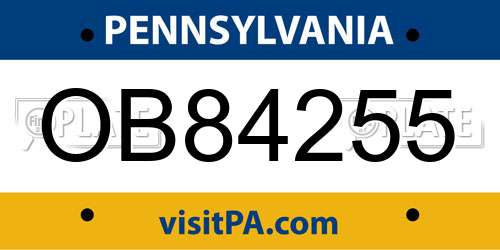OB84255 Pennsylvania License Plate