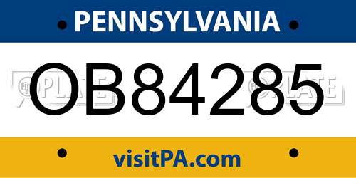 OB84285 Pennsylvania License Plate