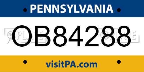 OB84288 Pennsylvania License Plate