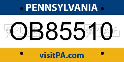 OB85510 Pennsylvania License Plate