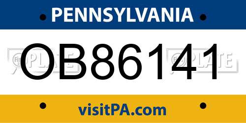 OB86141 Pennsylvania License Plate