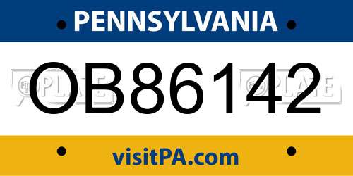 OB86142 Pennsylvania License Plate