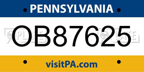 OB87625 Pennsylvania License Plate