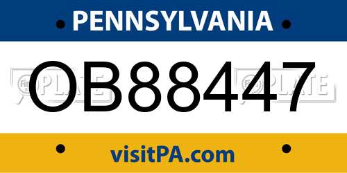 OB88447 Pennsylvania License Plate