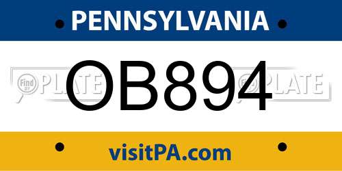 OB894 Pennsylvania License Plate