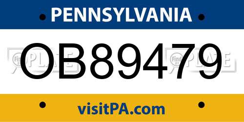 OB89479 Pennsylvania License Plate