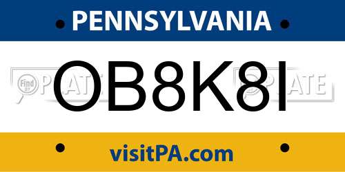 OB8K8I Pennsylvania License Plate