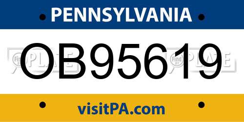 OB95619 Pennsylvania License Plate