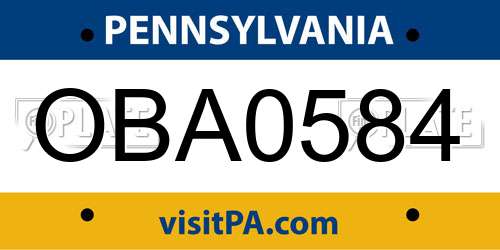 OBA0584 Pennsylvania License Plate
