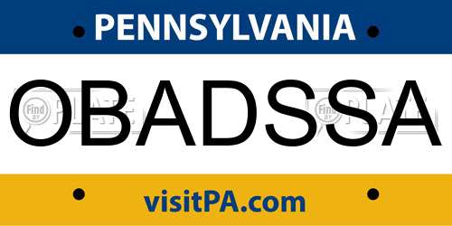 OBADSSA Pennsylvania License Plate