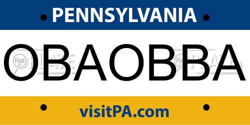 OBAOBBA Pennsylvania License Plate