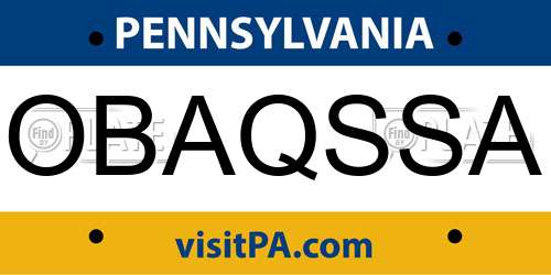 OBAQSSA Pennsylvania License Plate