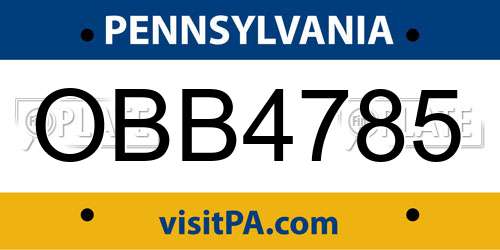 OBB4785 Pennsylvania License Plate