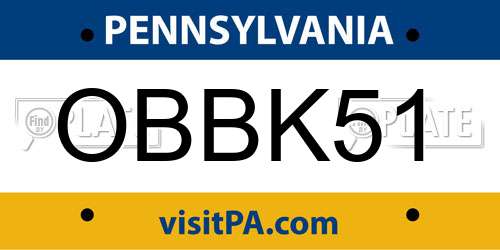 OBBK51 Pennsylvania License Plate