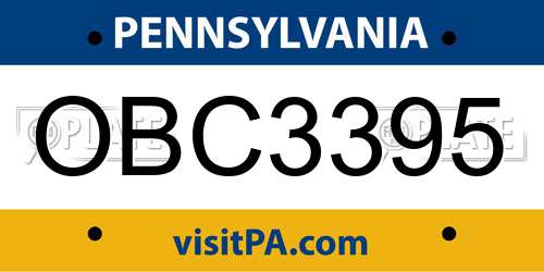 OBC3395 Pennsylvania License Plate