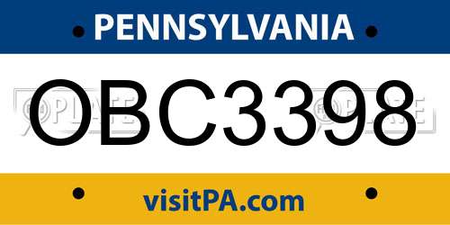 OBC3398 Pennsylvania License Plate