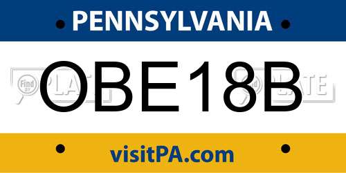 OBE18B Pennsylvania License Plate