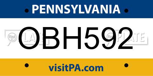 OBH592 Pennsylvania License Plate