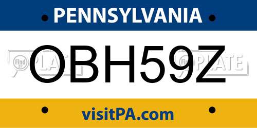 OBH59Z Pennsylvania License Plate