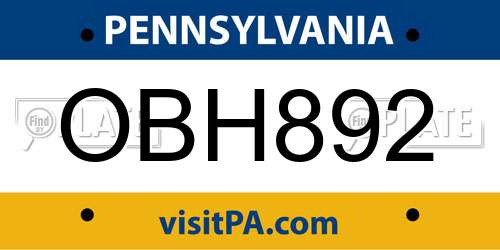 OBH892 Pennsylvania License Plate