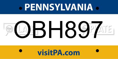 OBH897 Pennsylvania License Plate