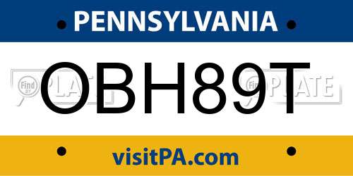 OBH89T Pennsylvania License Plate