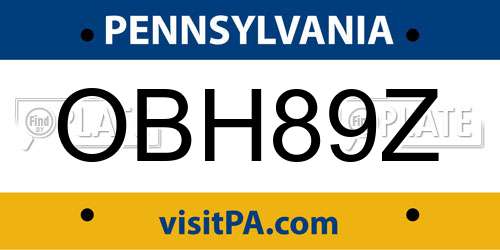 OBH89Z Pennsylvania License Plate