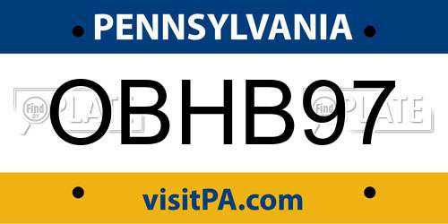 OBHB97 Pennsylvania License Plate