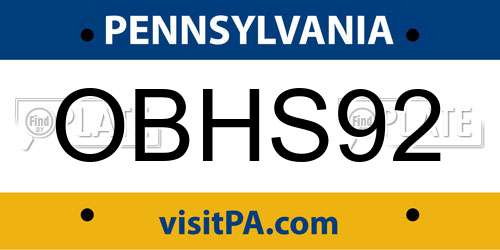 OBHS92 Pennsylvania License Plate