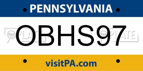 OBHS97 Pennsylvania License Plate
