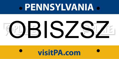 OBISZSZ Pennsylvania License Plate
