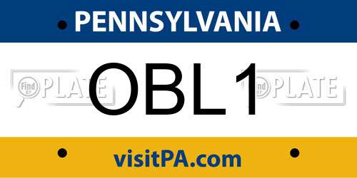 OBL1 Pennsylvania License Plate