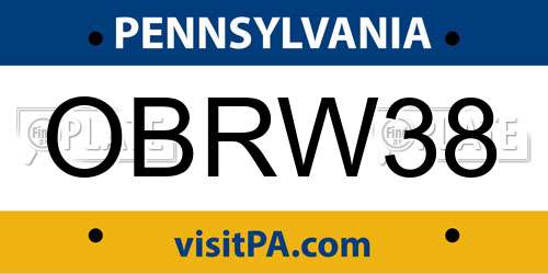 OBRW38 Pennsylvania License Plate