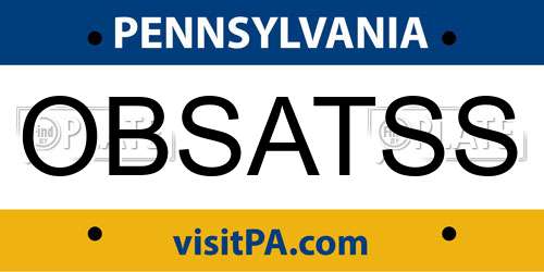 OBSATSS Pennsylvania License Plate