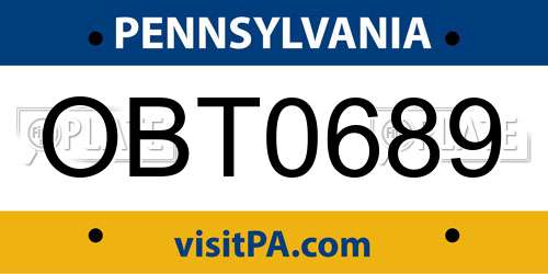 OBT0689 Pennsylvania License Plate
