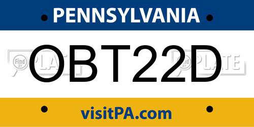 OBT22D Pennsylvania License Plate