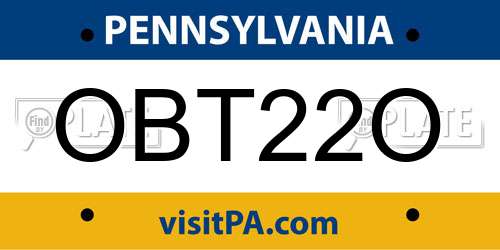 OBT22O Pennsylvania License Plate