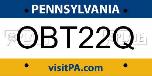OBT22Q Pennsylvania License Plate