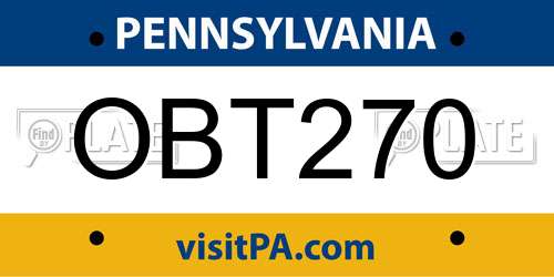 OBT270 Pennsylvania License Plate