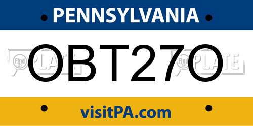 OBT27O Pennsylvania License Plate