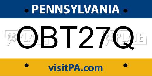 OBT27Q Pennsylvania License Plate