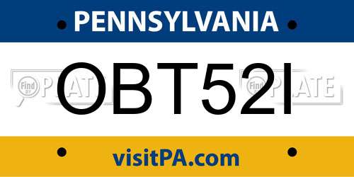 OBT52I Pennsylvania License Plate