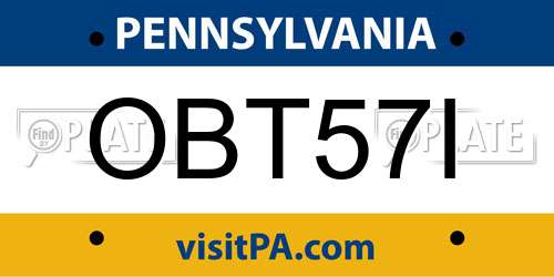 OBT57I Pennsylvania License Plate