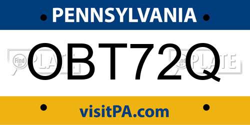 OBT72Q Pennsylvania License Plate